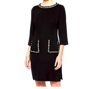 Misook 3/4-Sleeve Knit & Pearly Ribbon Dress Size XS